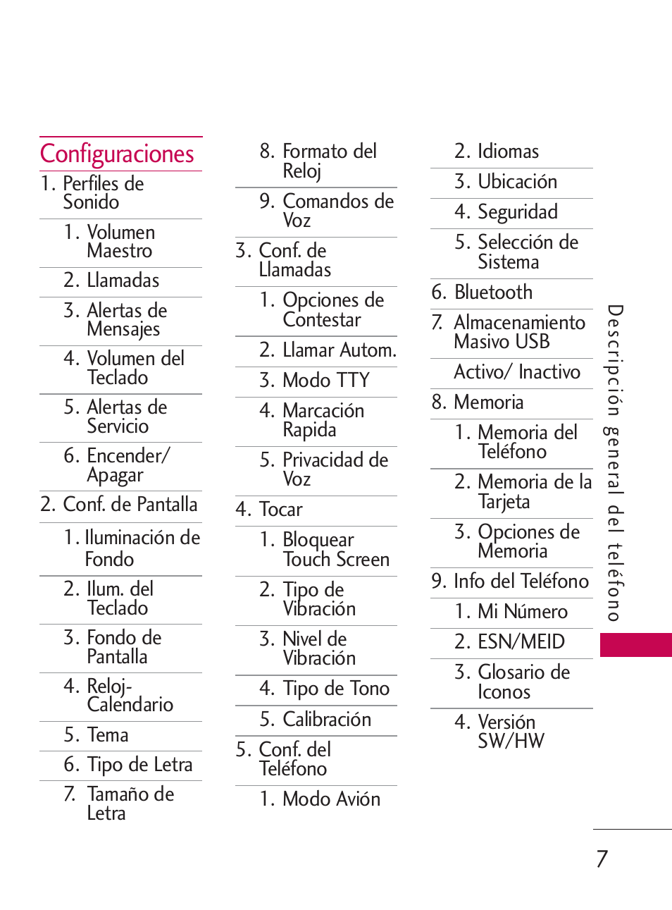 Configuraciones | LG LG505C User Manual | Page 127 / 245