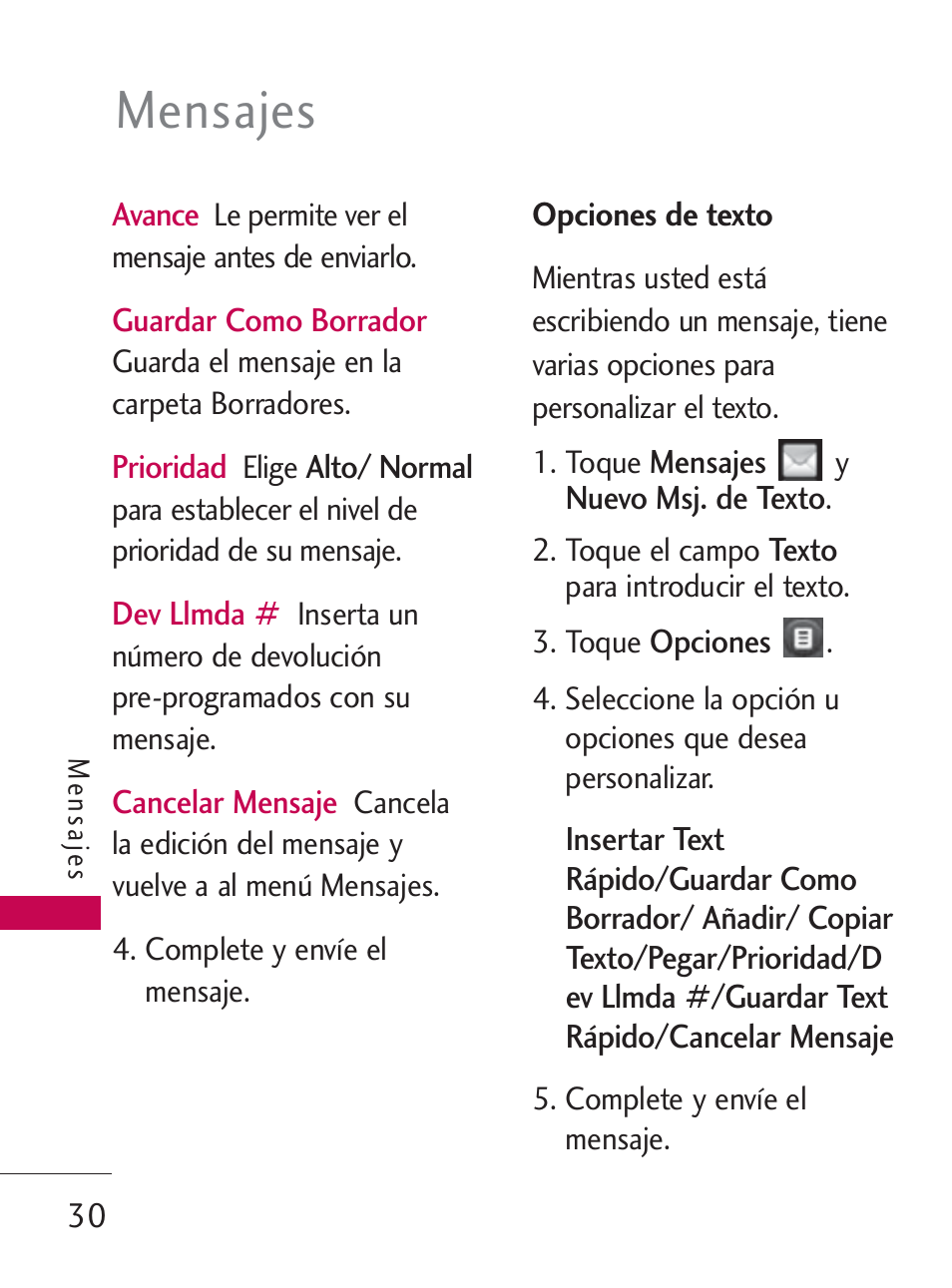 Mensajes | LG LG505C User Manual | Page 150 / 245