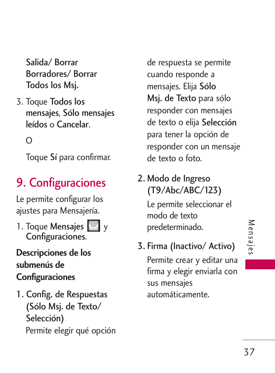 Configuraciones | LG LG505C User Manual | Page 157 / 245