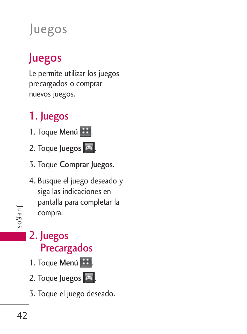 Juegos, Juegos precargados | LG LG505C User Manual | Page 162 / 245