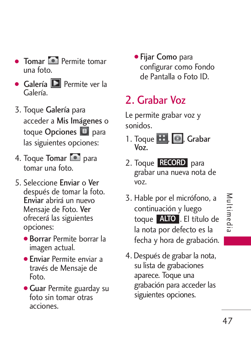 Grabar voz | LG LG505C User Manual | Page 167 / 245