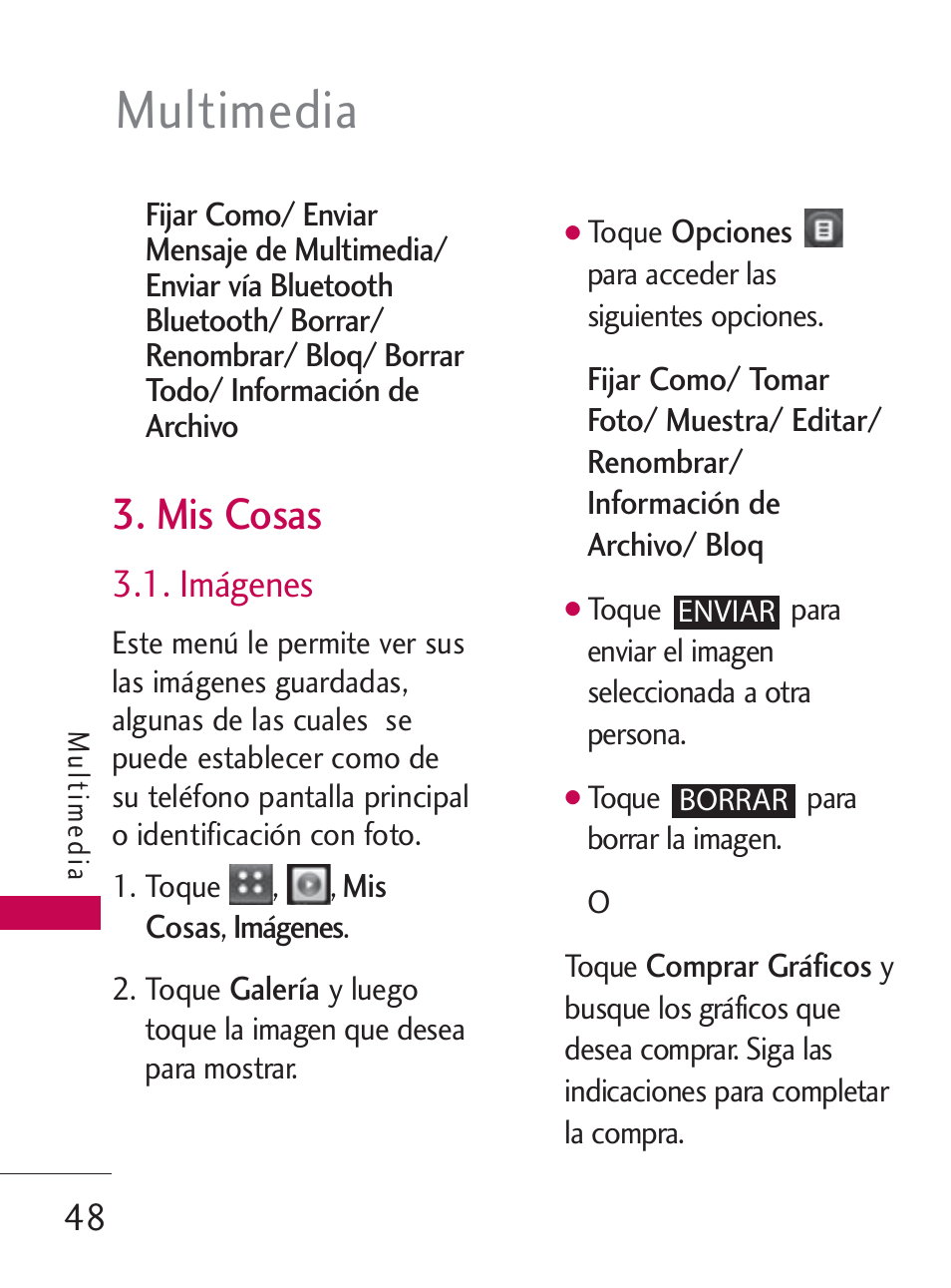 Multimedia, Mis cosas, Imágenes | LG LG505C User Manual | Page 168 / 245