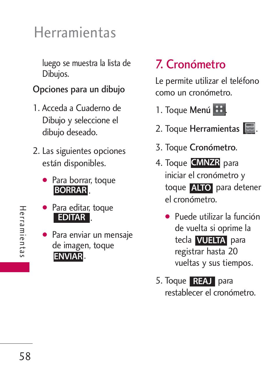 Herramientas, Cronómetro | LG LG505C User Manual | Page 178 / 245