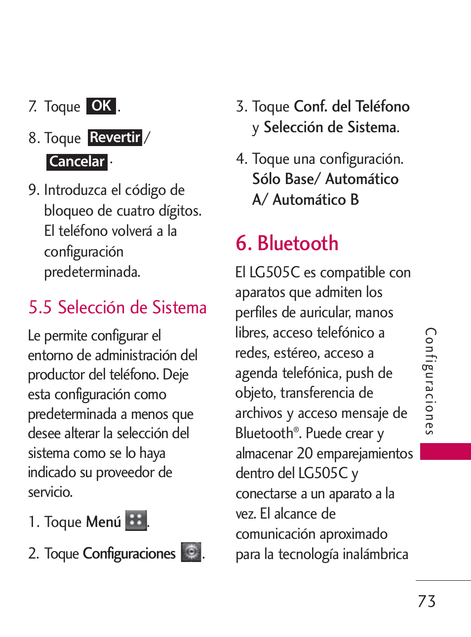 Bluetooth, 5 selección de sistema | LG LG505C User Manual | Page 193 / 245