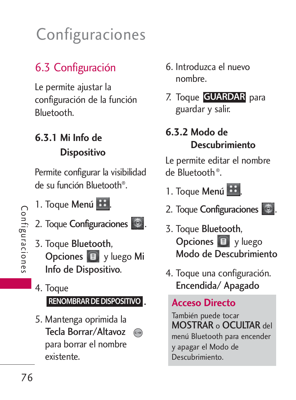 Configuraciones, 3 configuración | LG LG505C User Manual | Page 196 / 245