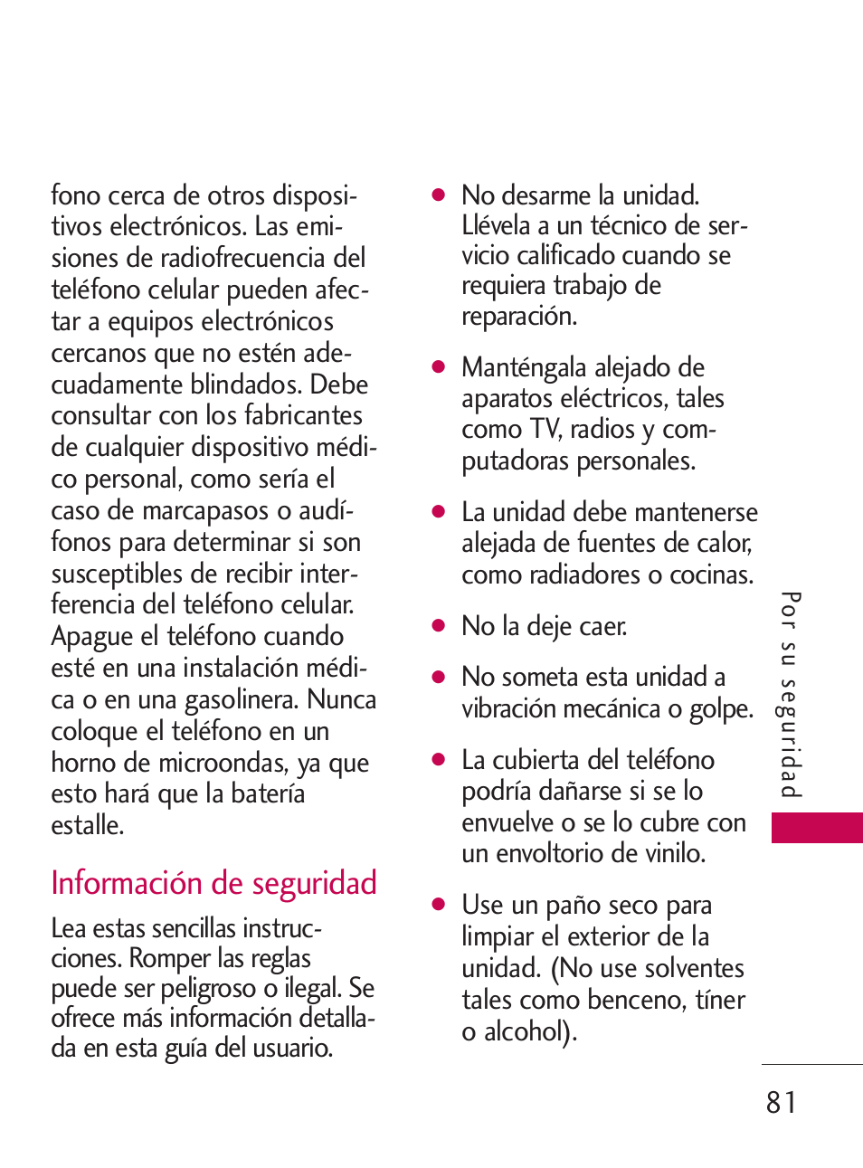 Información de seguridad | LG LG505C User Manual | Page 201 / 245