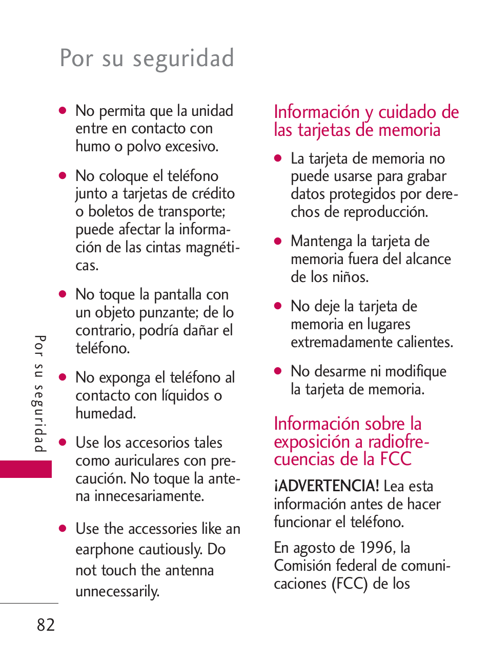 Por su seguridad | LG LG505C User Manual | Page 202 / 245