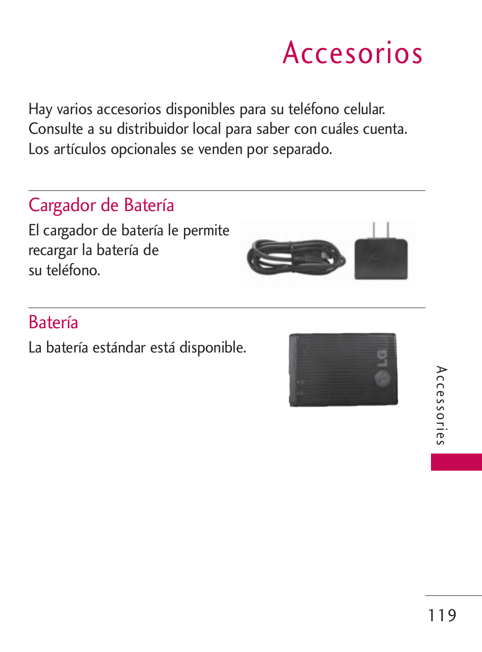 Accesorios | LG LG505C User Manual | Page 239 / 245