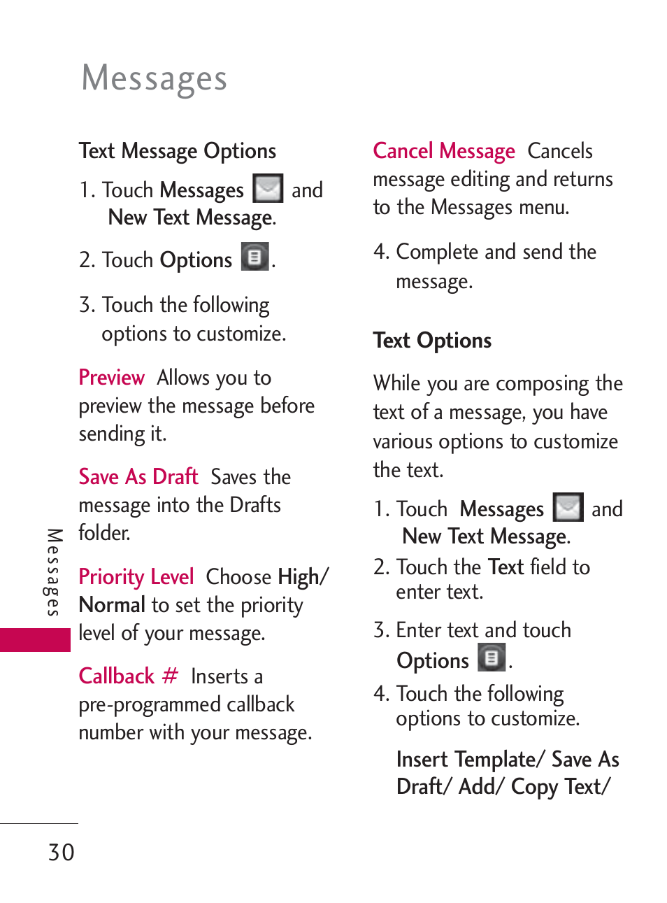 Messages | LG LG505C User Manual | Page 32 / 245