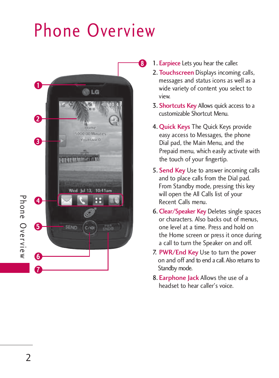 Phone overview, Phone o ve rvie w | LG LG505C User Manual | Page 4 / 245