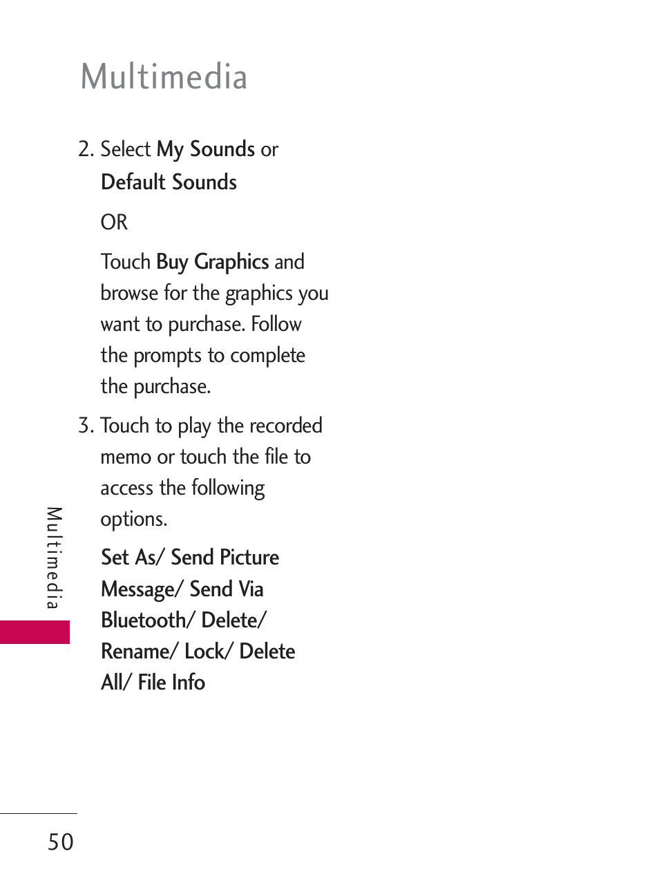 Multimedia | LG LG505C User Manual | Page 52 / 245