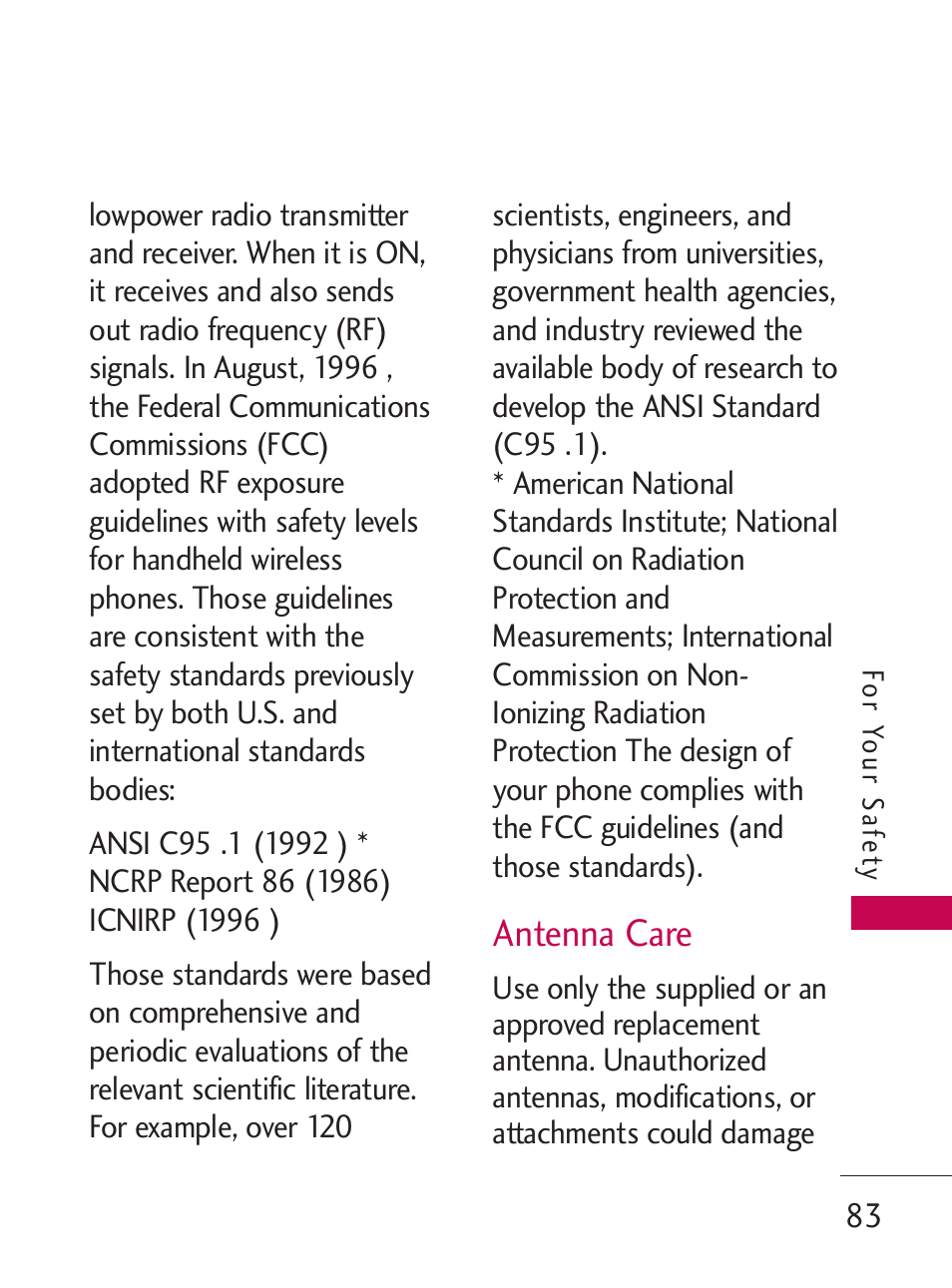 Antenna care | LG LG505C User Manual | Page 85 / 245