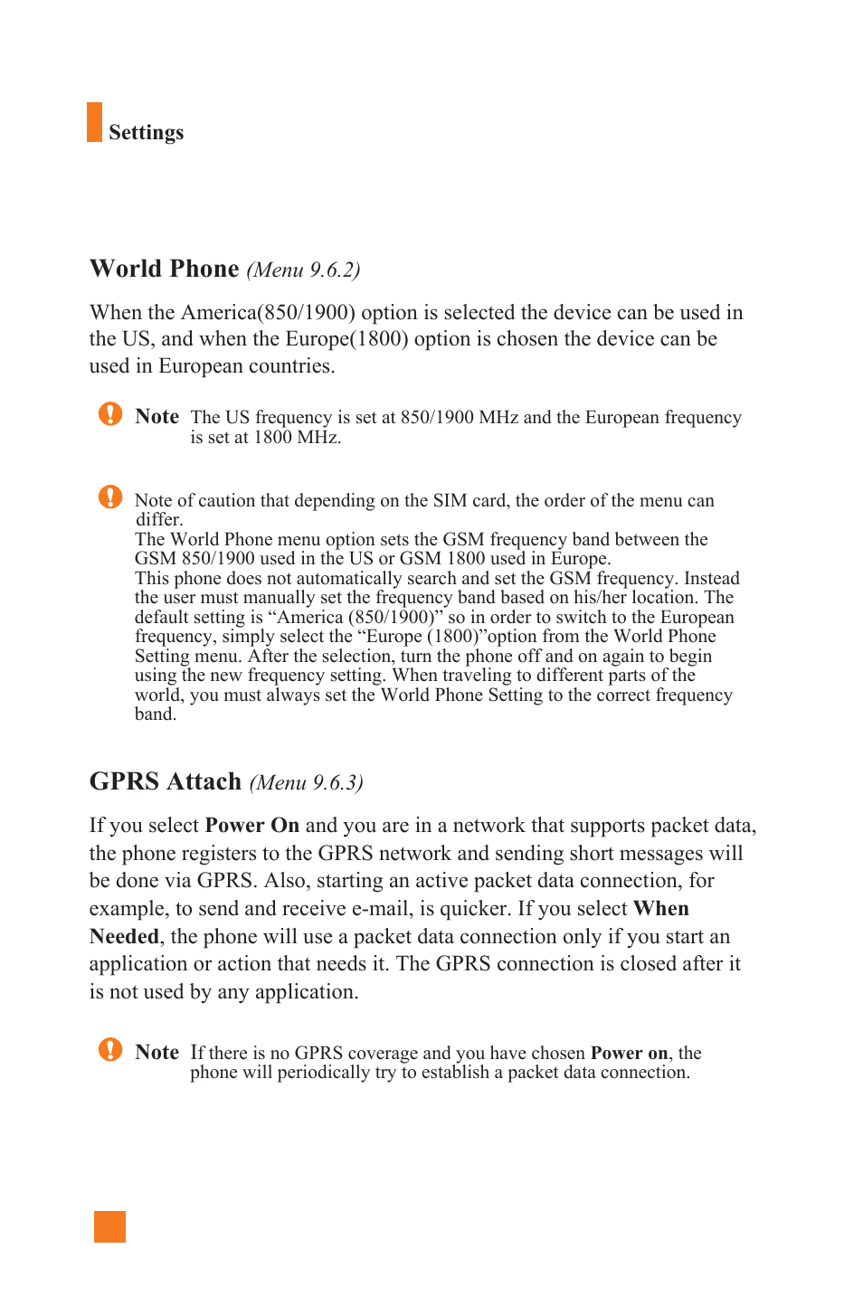World phone, Gprs attach | LG L1400 User Manual | Page 106 / 132