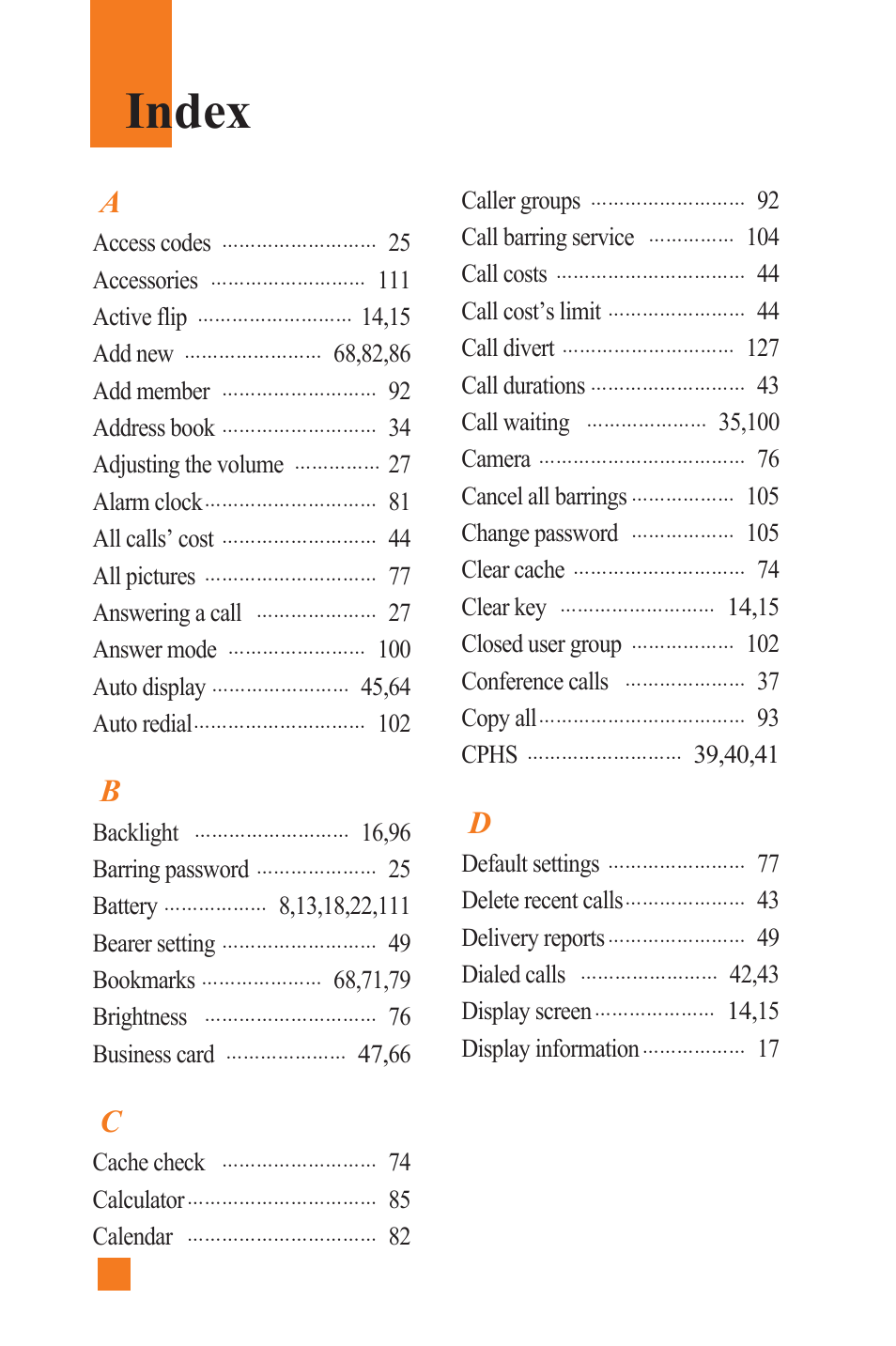 Index | LG L1400 User Manual | Page 130 / 132