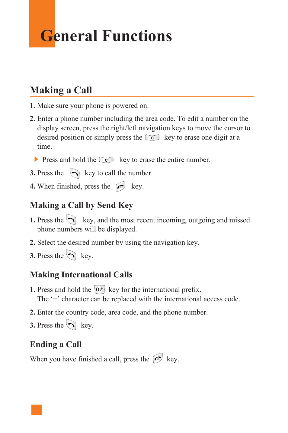 General functions, Making a call | LG L1400 User Manual | Page 24 / 132