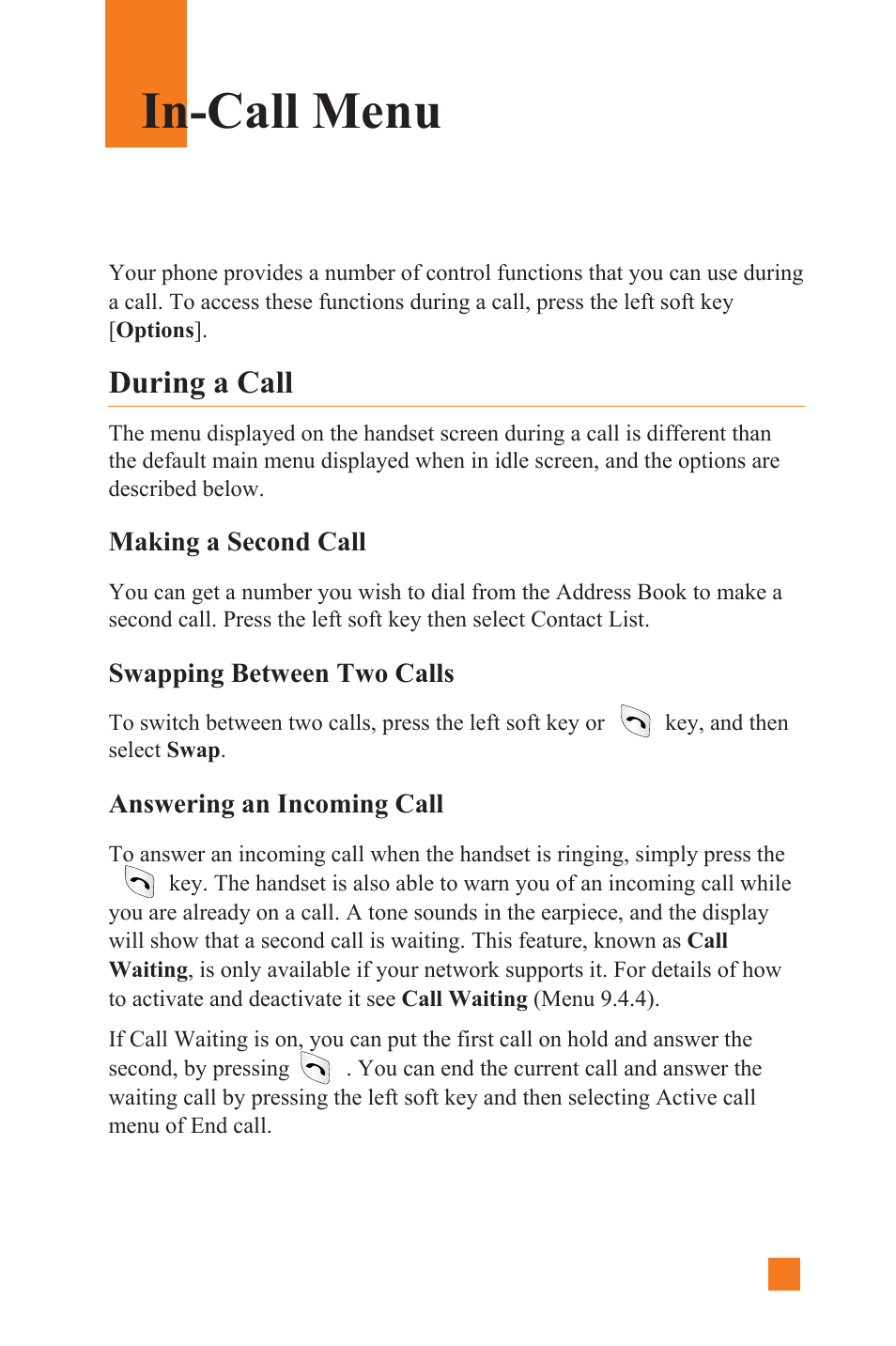 In-call menu, During a call | LG L1400 User Manual | Page 33 / 132