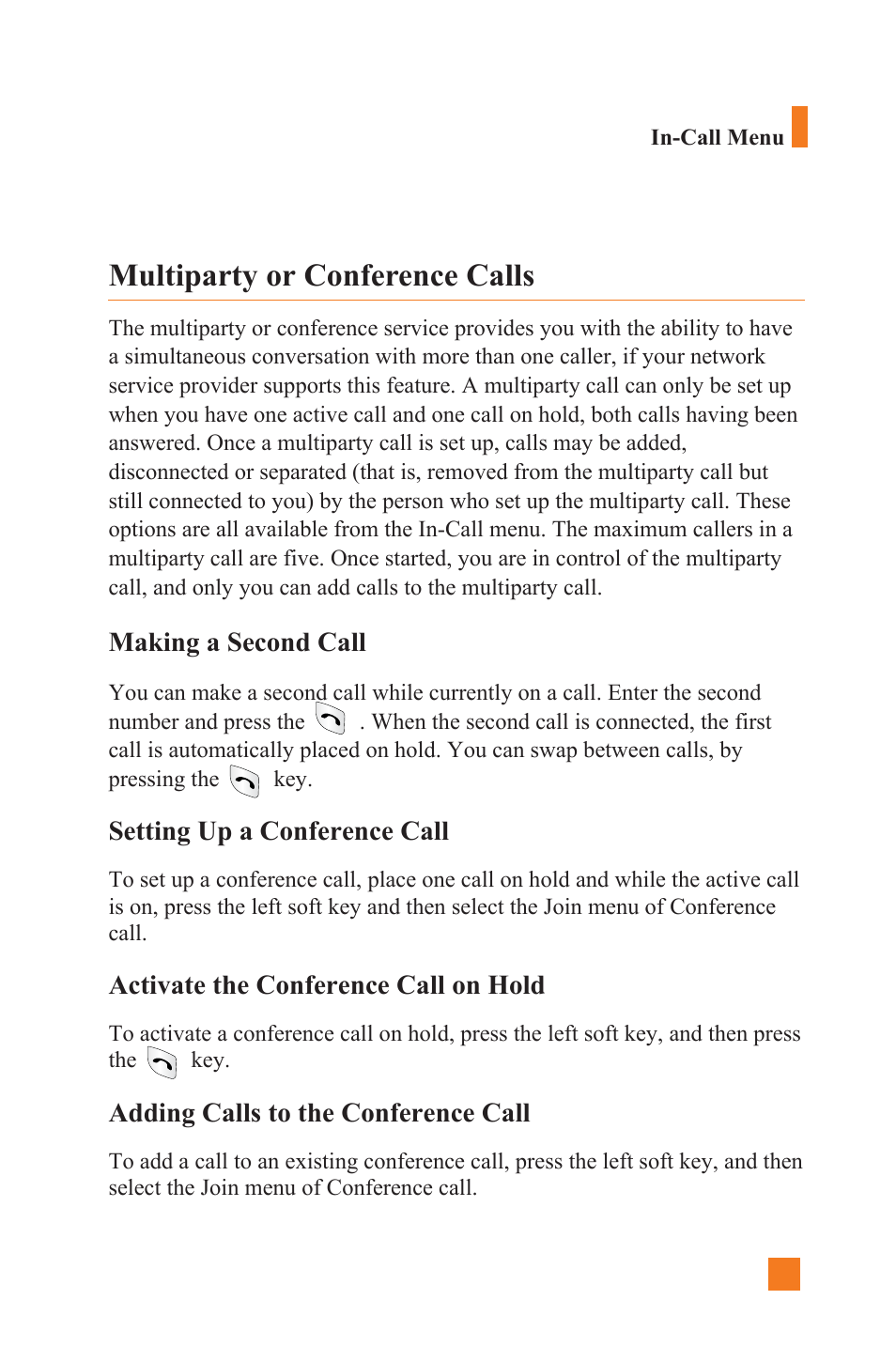 Multiparty or conference calls | LG L1400 User Manual | Page 35 / 132