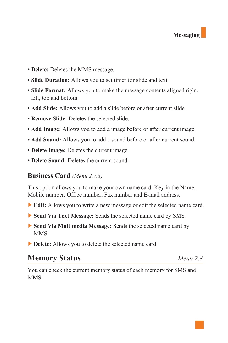 Business card | LG L1400 User Manual | Page 65 / 132