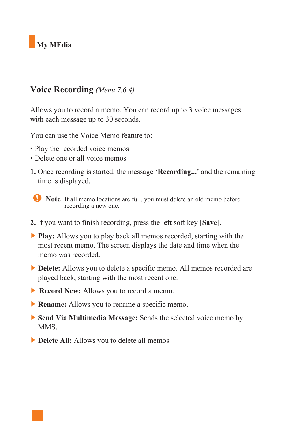 Voice recording | LG L1400 User Manual | Page 84 / 132