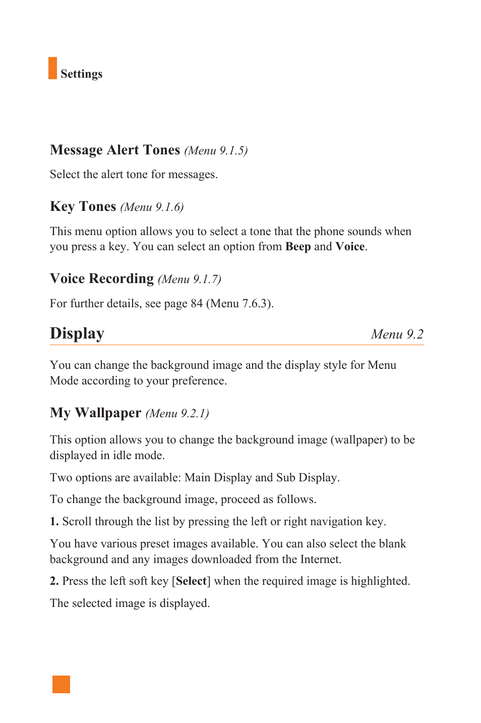 Display | LG L1400 User Manual | Page 96 / 132