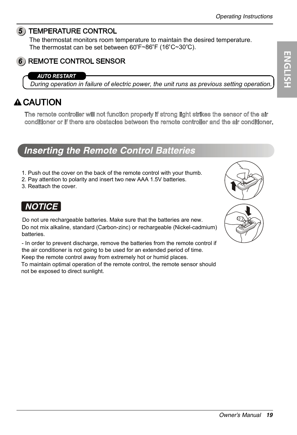 English, Caution | LG LT1213CNR User Manual | Page 19 / 48