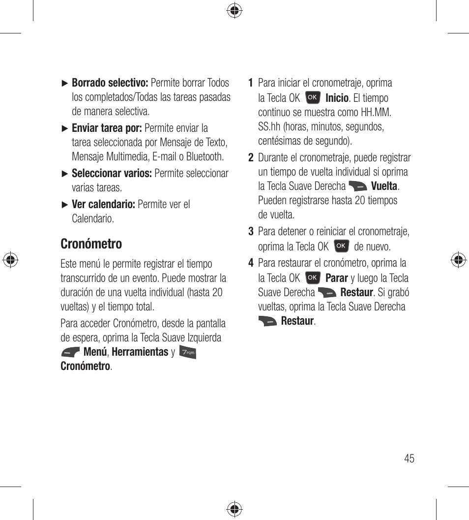 Cronómetro | LG LG440G User Manual | Page 105 / 122