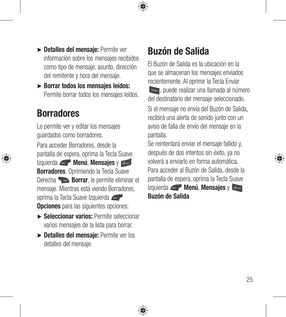 Borradores, Buzón de salida | LG LG440G User Manual | Page 85 / 122