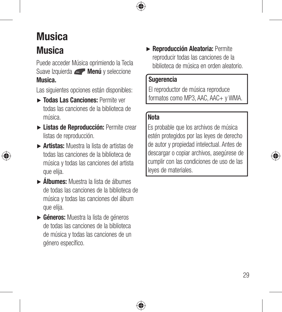 Musica | LG LG440G User Manual | Page 89 / 122