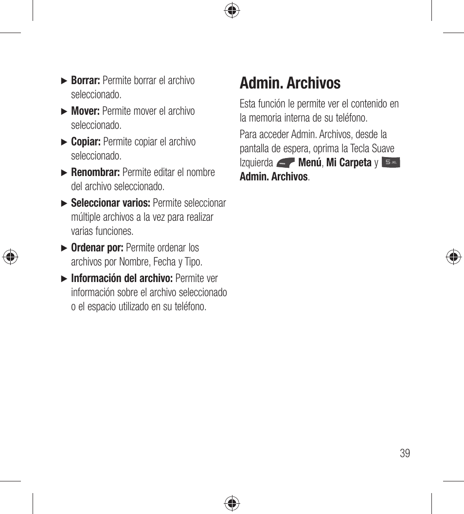 Admin. archivos | LG LG440G User Manual | Page 99 / 122