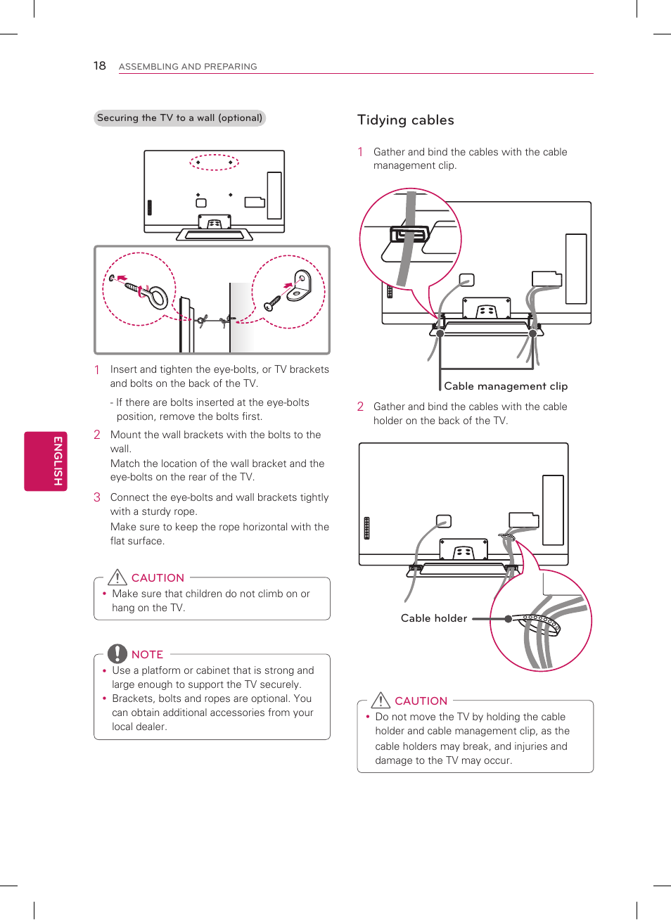 Tidying cables | LG 55LM9600 User Manual | Page 18 / 40