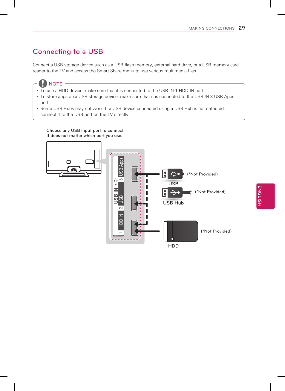 Connecting to a usb | LG 55LM9600 User Manual | Page 29 / 40
