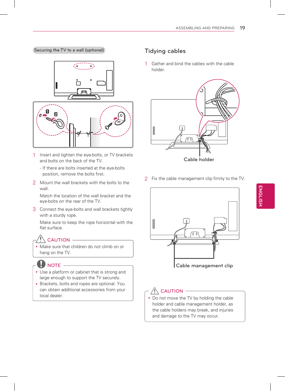 Tidying cables | LG 55LM6400 User Manual | Page 19 / 44