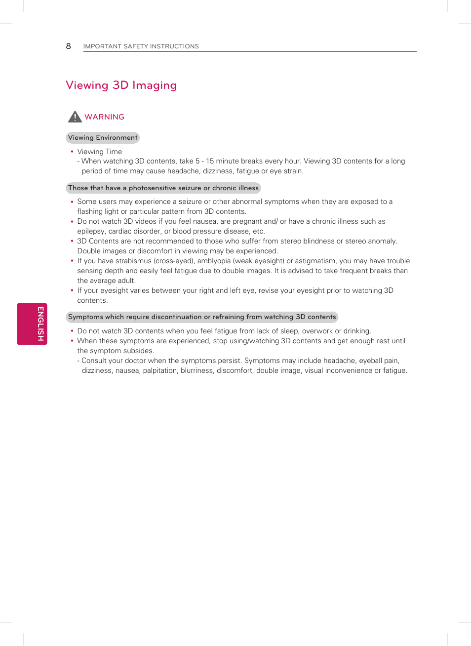 Viewing 3d imaging | LG 55LM6400 User Manual | Page 8 / 44