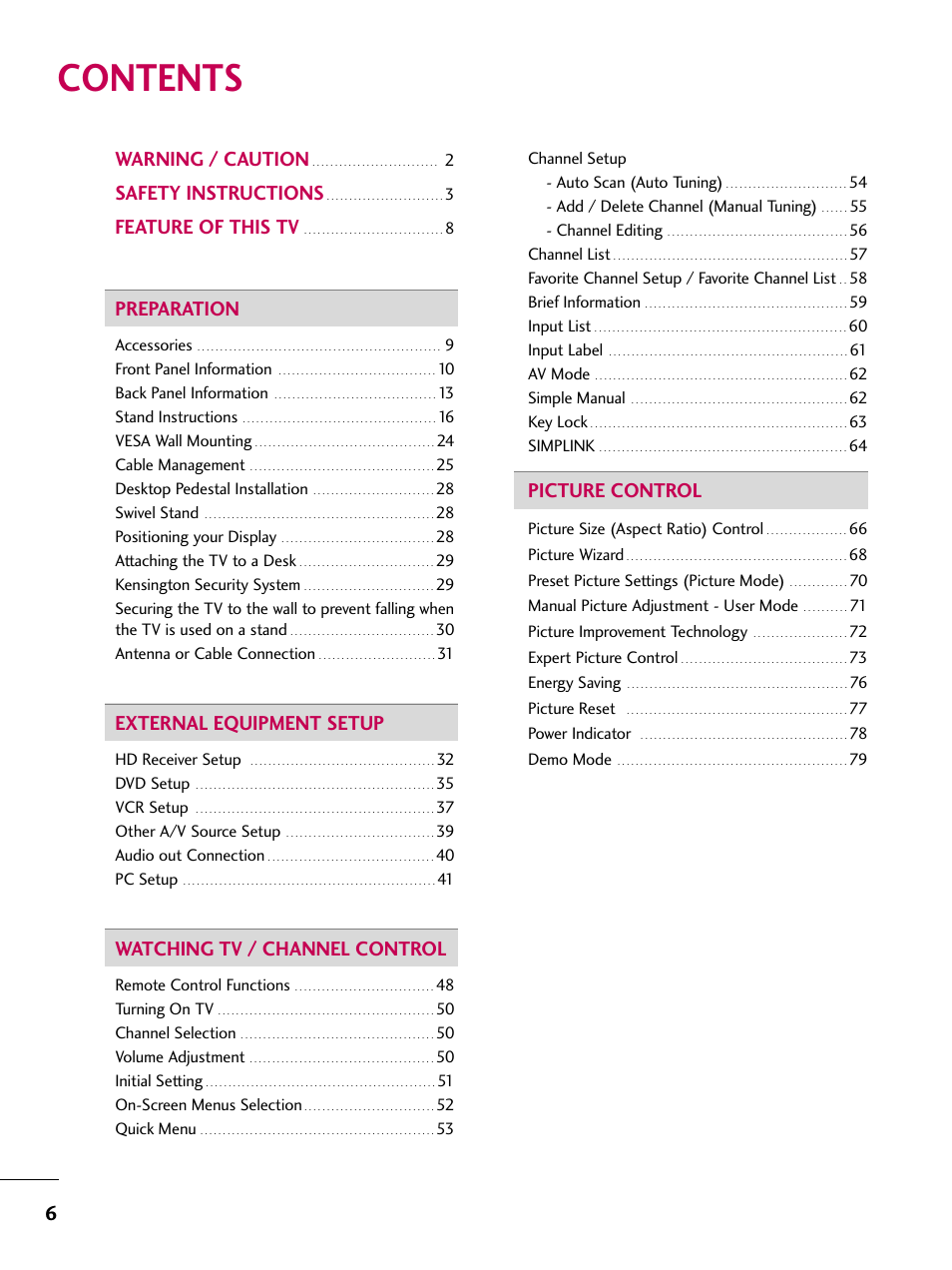 LG 22LU55-UB User Manual | Page 6 / 136