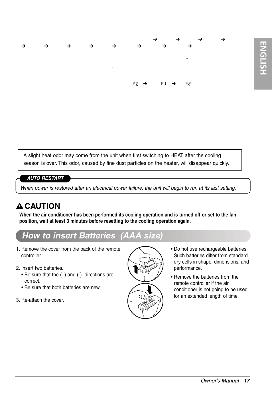 How to insert batteries (aaa size), English | LG LW1810HR User Manual | Page 17 / 44