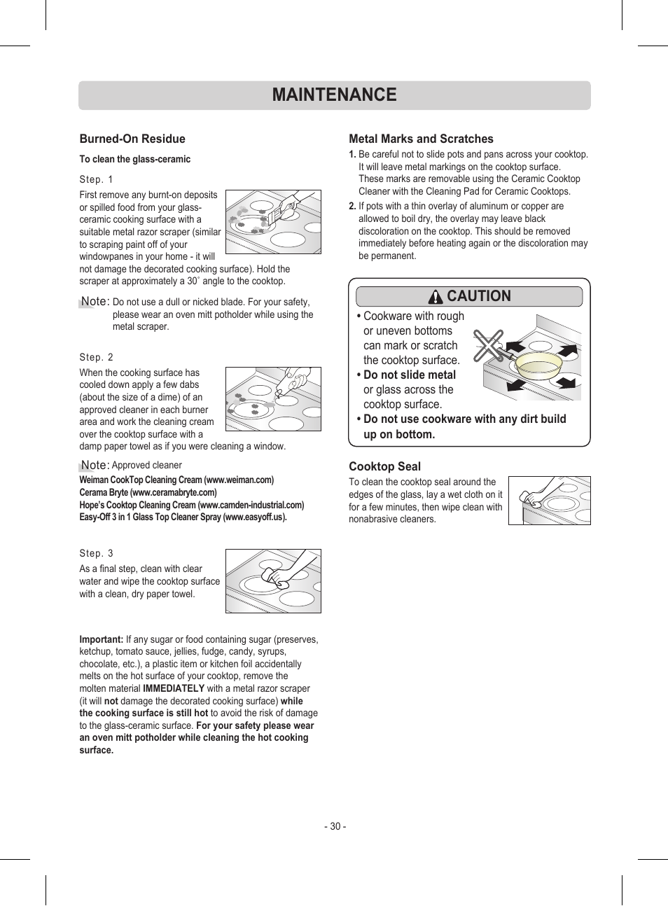 Maintenance, Caution | LG LRE30453ST User Manual | Page 30 / 76