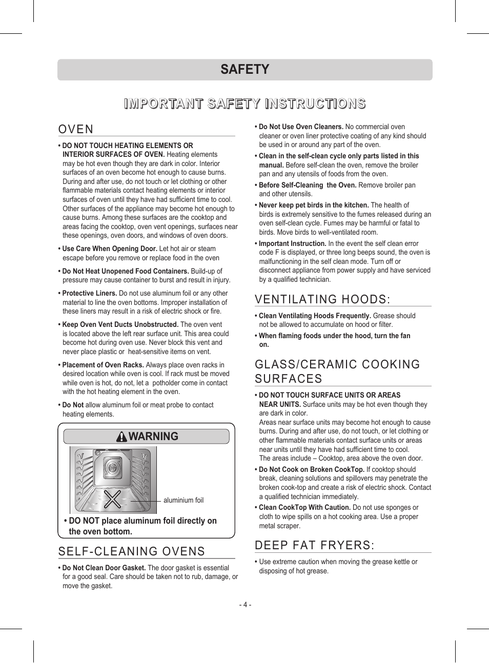 LG LRE30453ST User Manual | Page 4 / 76