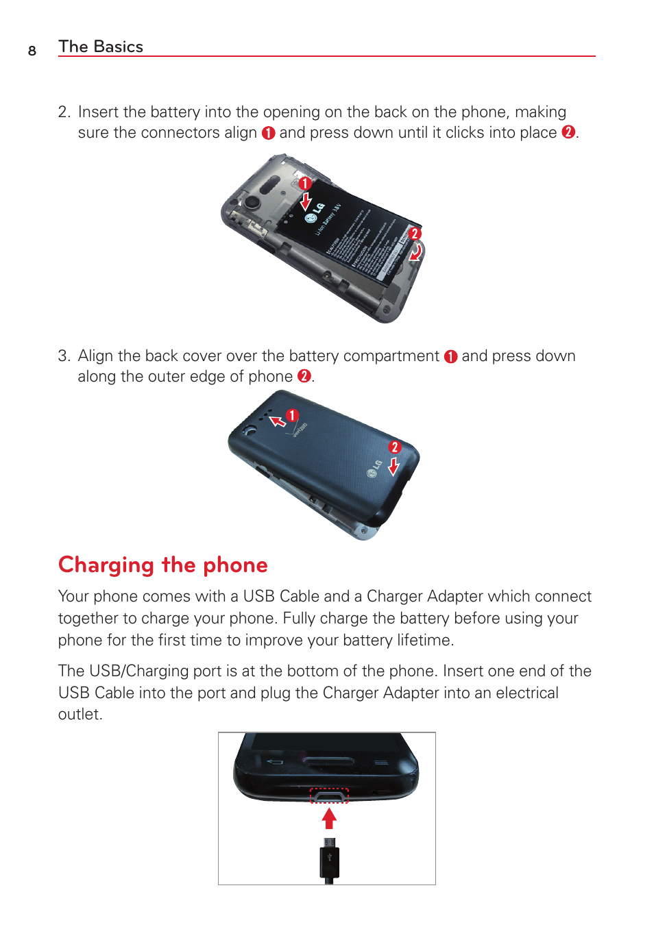 Charging the phone | LG VS415PP User Manual | Page 10 / 133