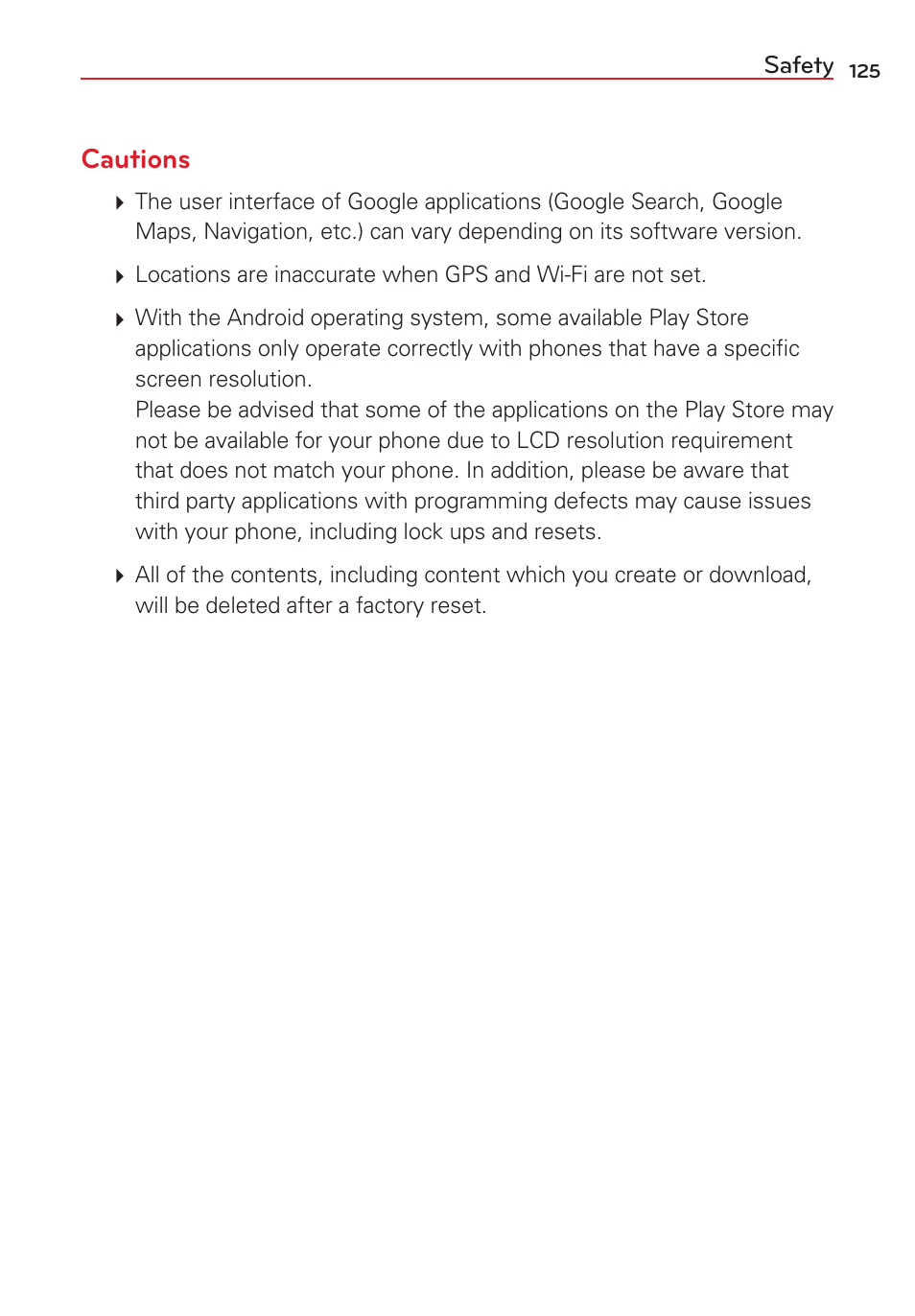 Cautions | LG VS415PP User Manual | Page 127 / 133