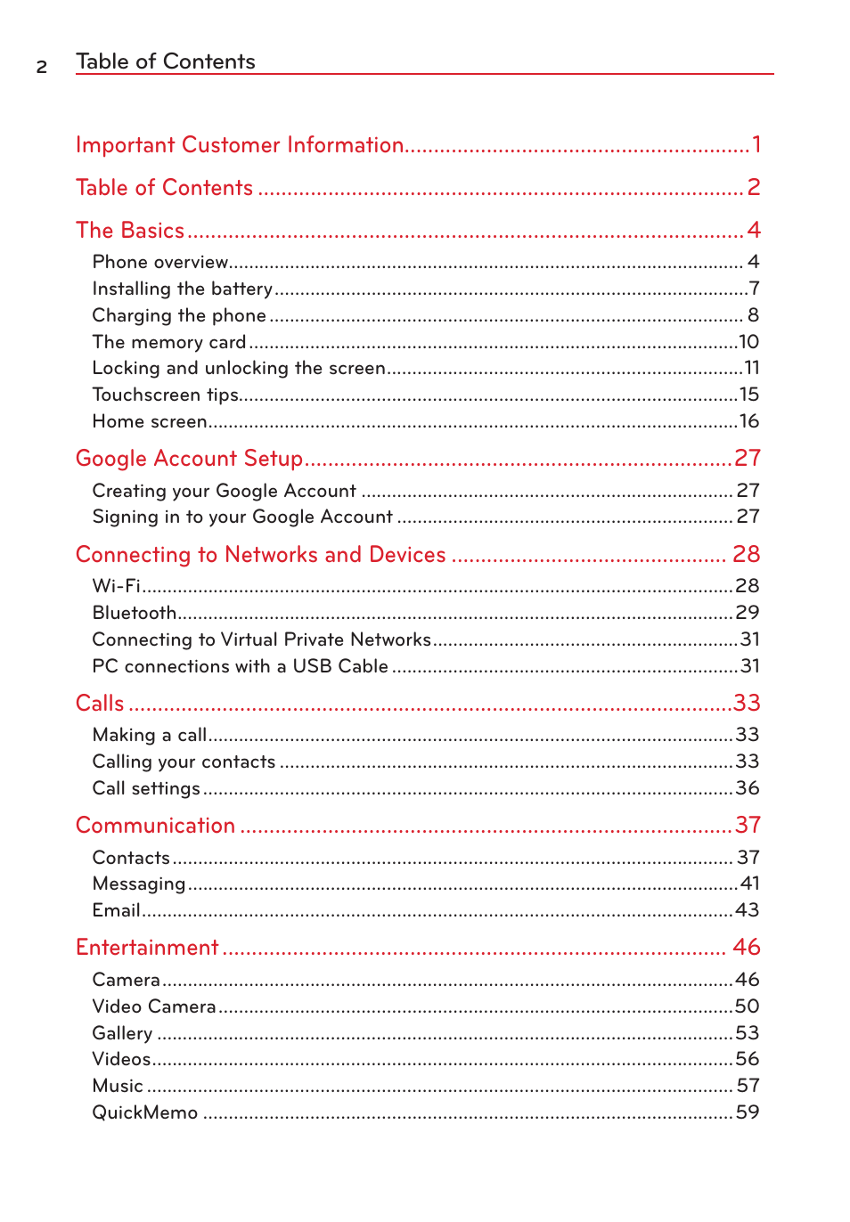 LG VS415PP User Manual | Page 4 / 133