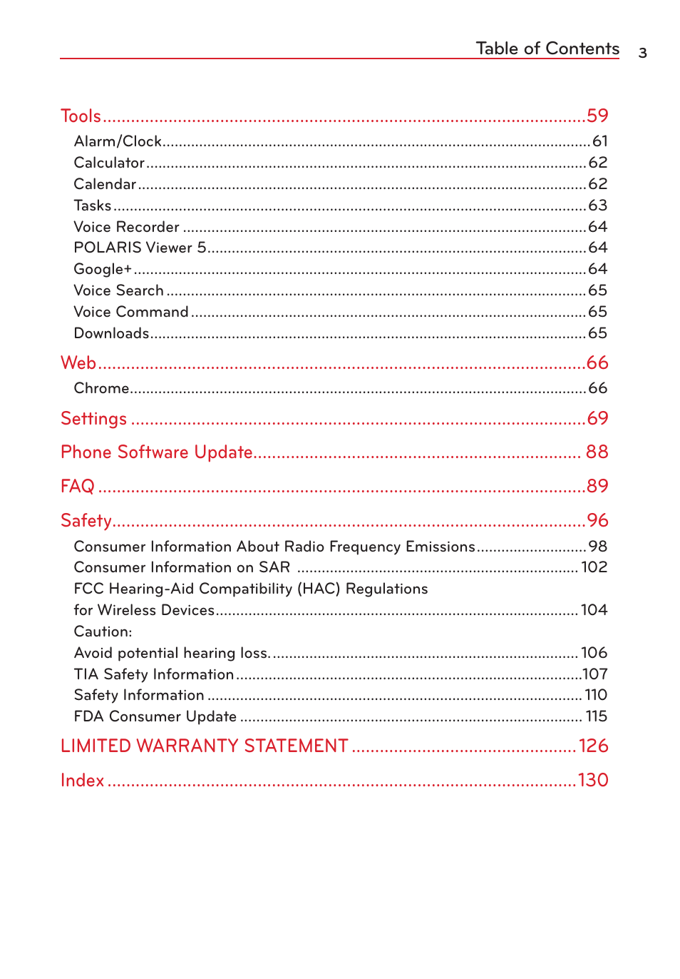 LG VS415PP User Manual | Page 5 / 133