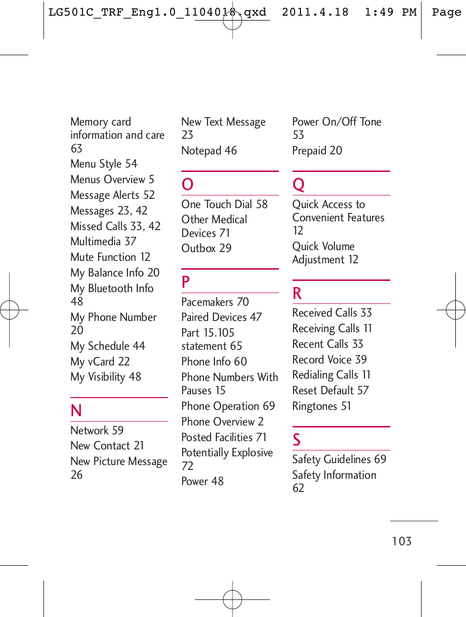 LG LG501C User Manual | Page 103 / 104