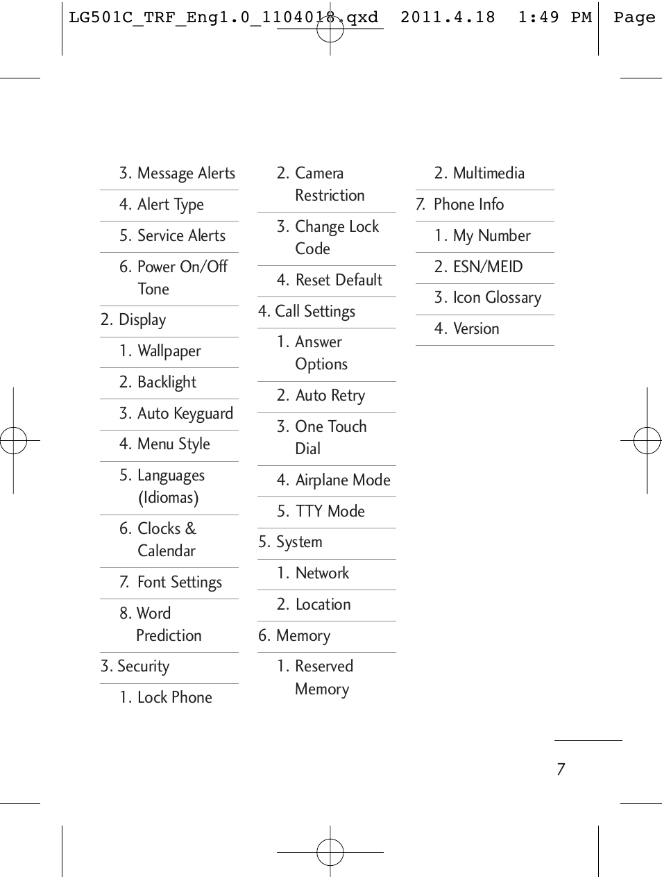 LG LG501C User Manual | Page 7 / 104