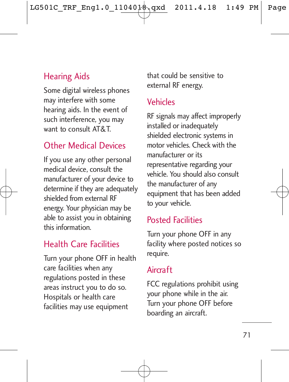 LG LG501C User Manual | Page 71 / 104