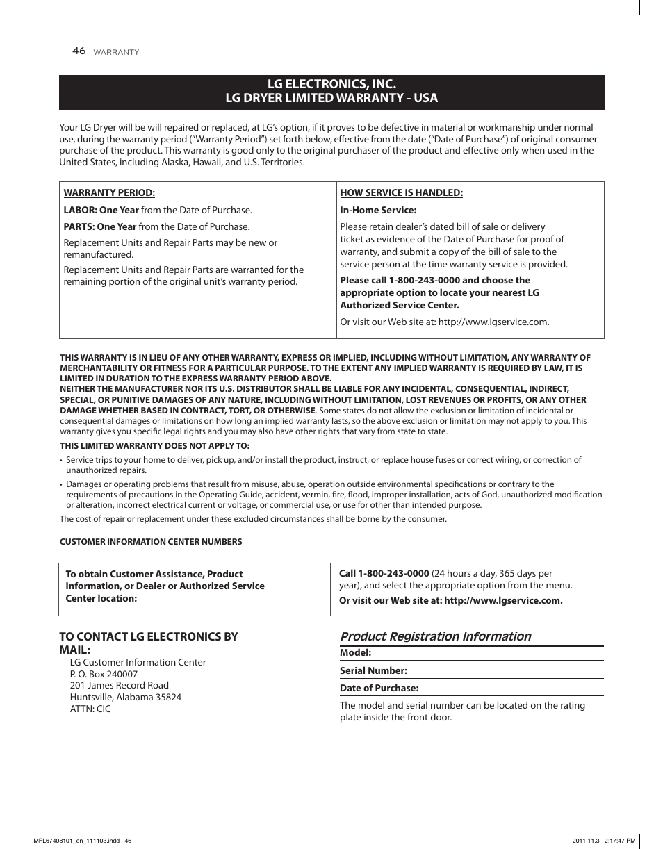 LG DLEX3550V User Manual | Page 46 / 96