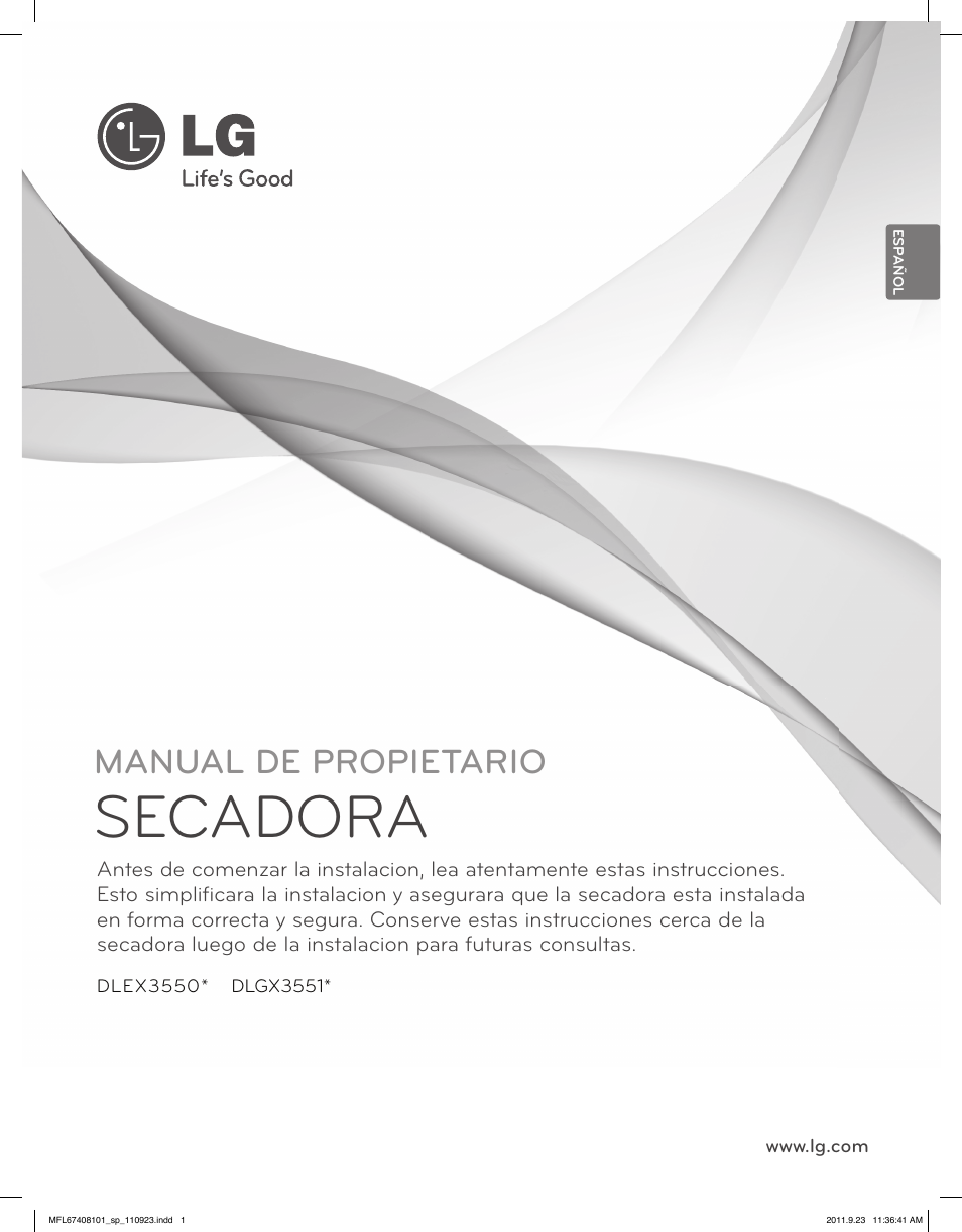 Secadora, Manual de propietario | LG DLEX3550V User Manual | Page 47 / 96