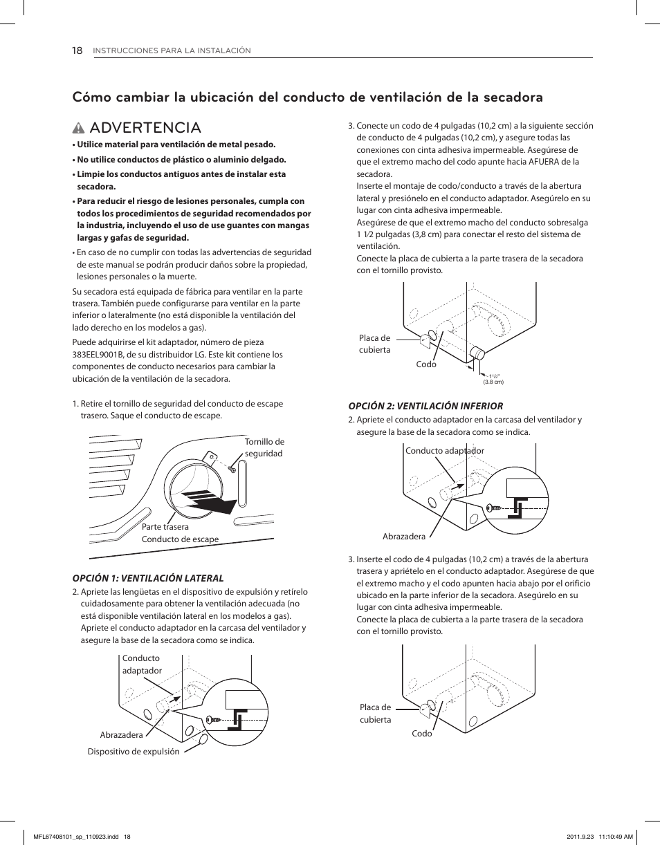 Advertencia | LG DLEX3550V User Manual | Page 64 / 96