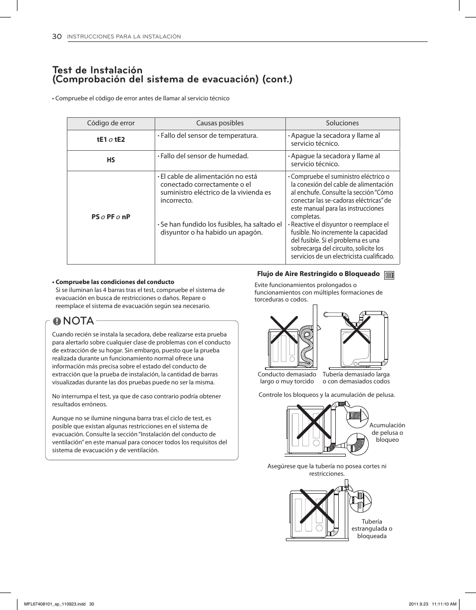 Nota | LG DLEX3550V User Manual | Page 76 / 96