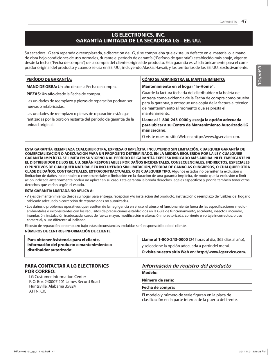 LG DLEX3550V User Manual | Page 93 / 96