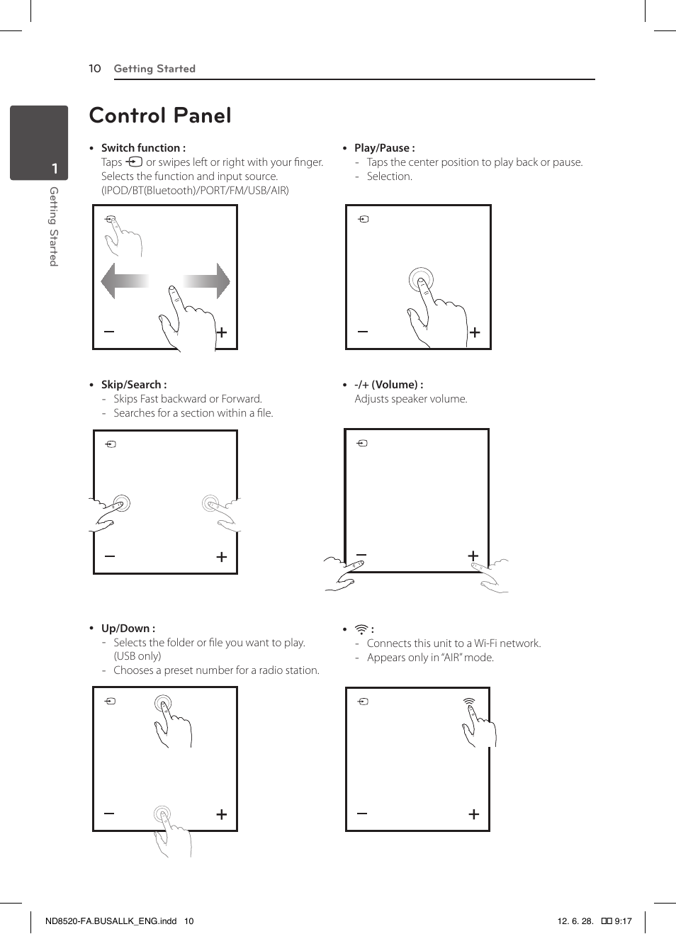 Control panel | LG ND8520 User Manual | Page 10 / 36